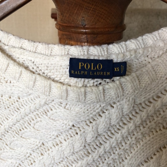 Polo Ralph Lauren White Cable Knit Pop Over Sweater - Picture 3 of 12